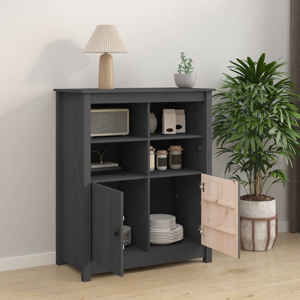 Buffet Gris 83x41,5x100 cm Bois massif de pin - XIOS