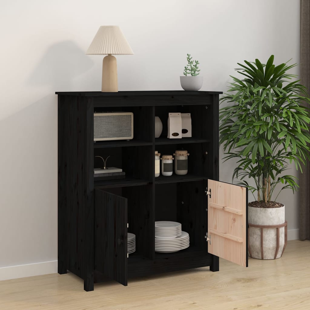 Buffet Noir 83x41,5x100 cm Bois massif de pin - XIOS