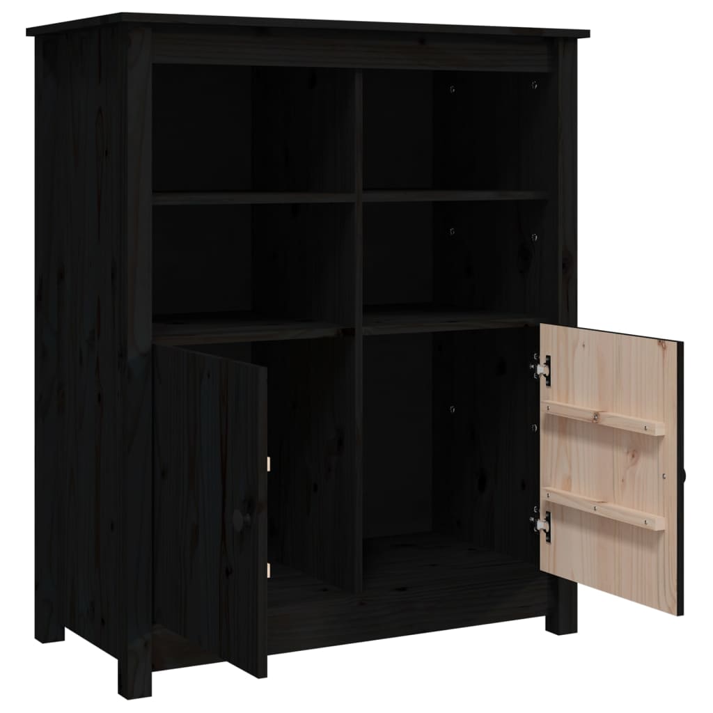Buffet Noir 83x41,5x100 cm Bois massif de pin - XIOS