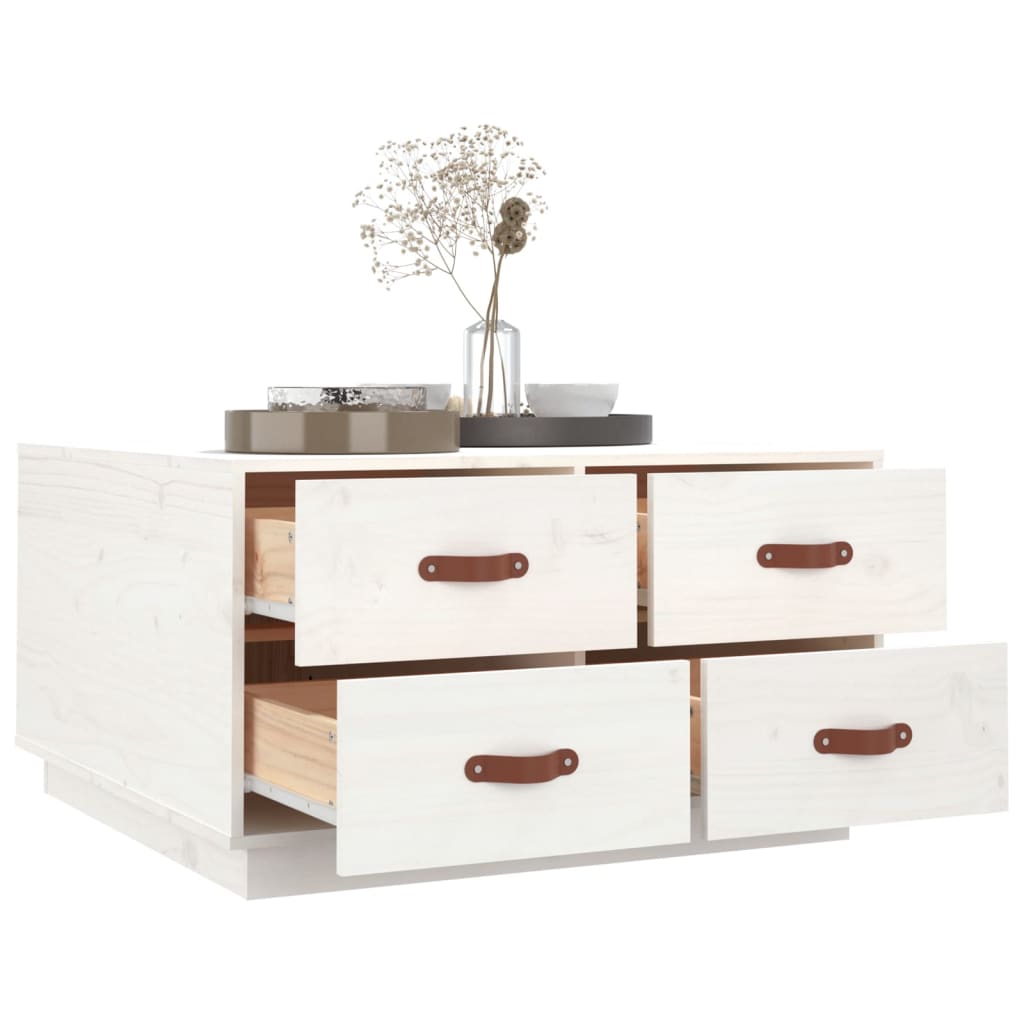 Table basse Blanc 80x80x45 cm Bois massif de pin - XIOS