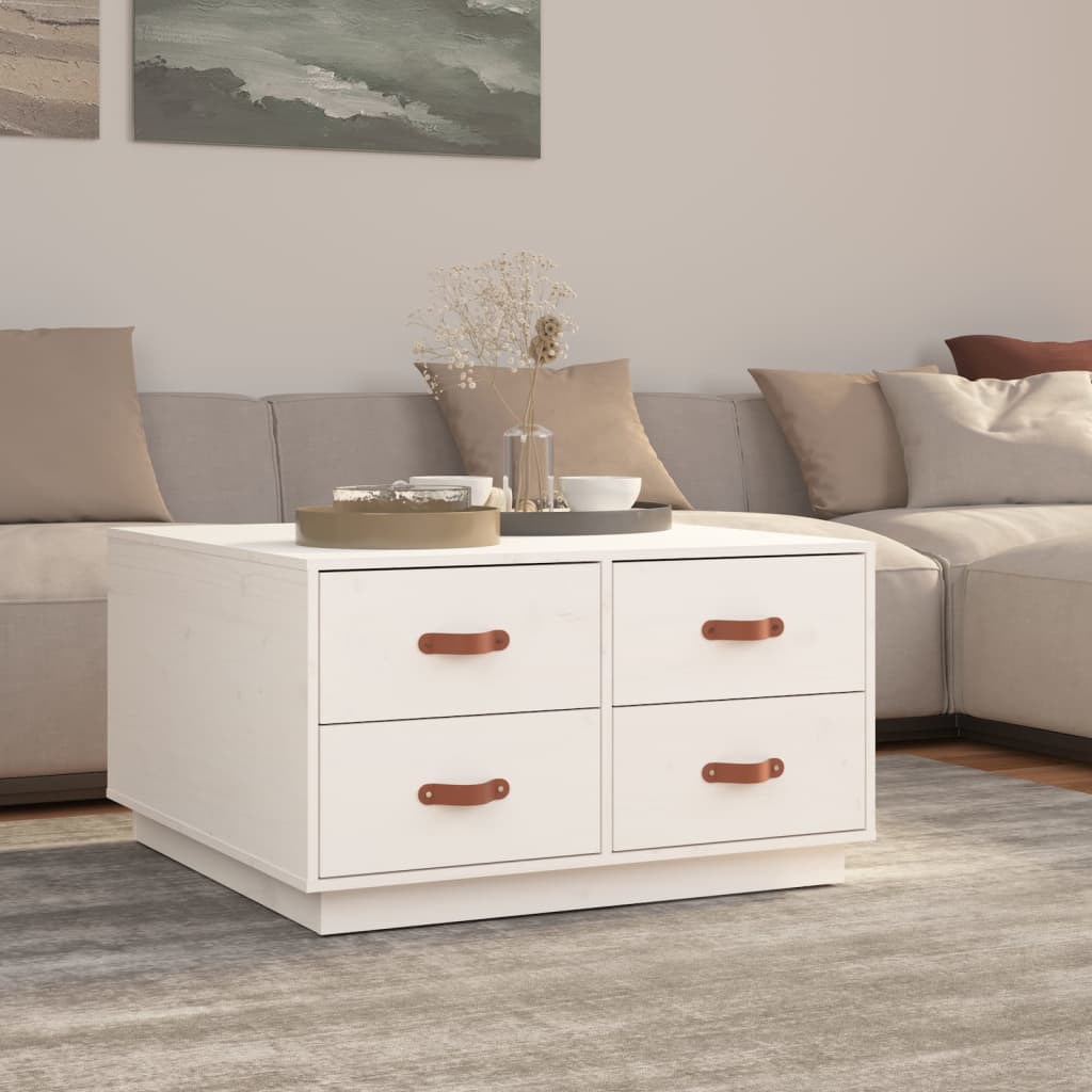 Table basse Blanc 80x80x45 cm Bois massif de pin - XIOS