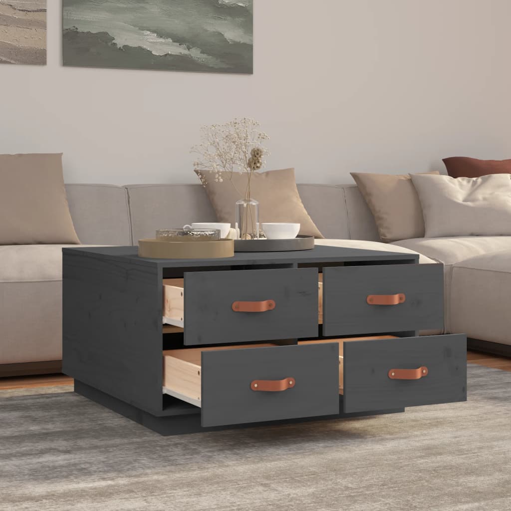 Table basse Gris 80x80x45 cm Bois massif de pin - XIOS