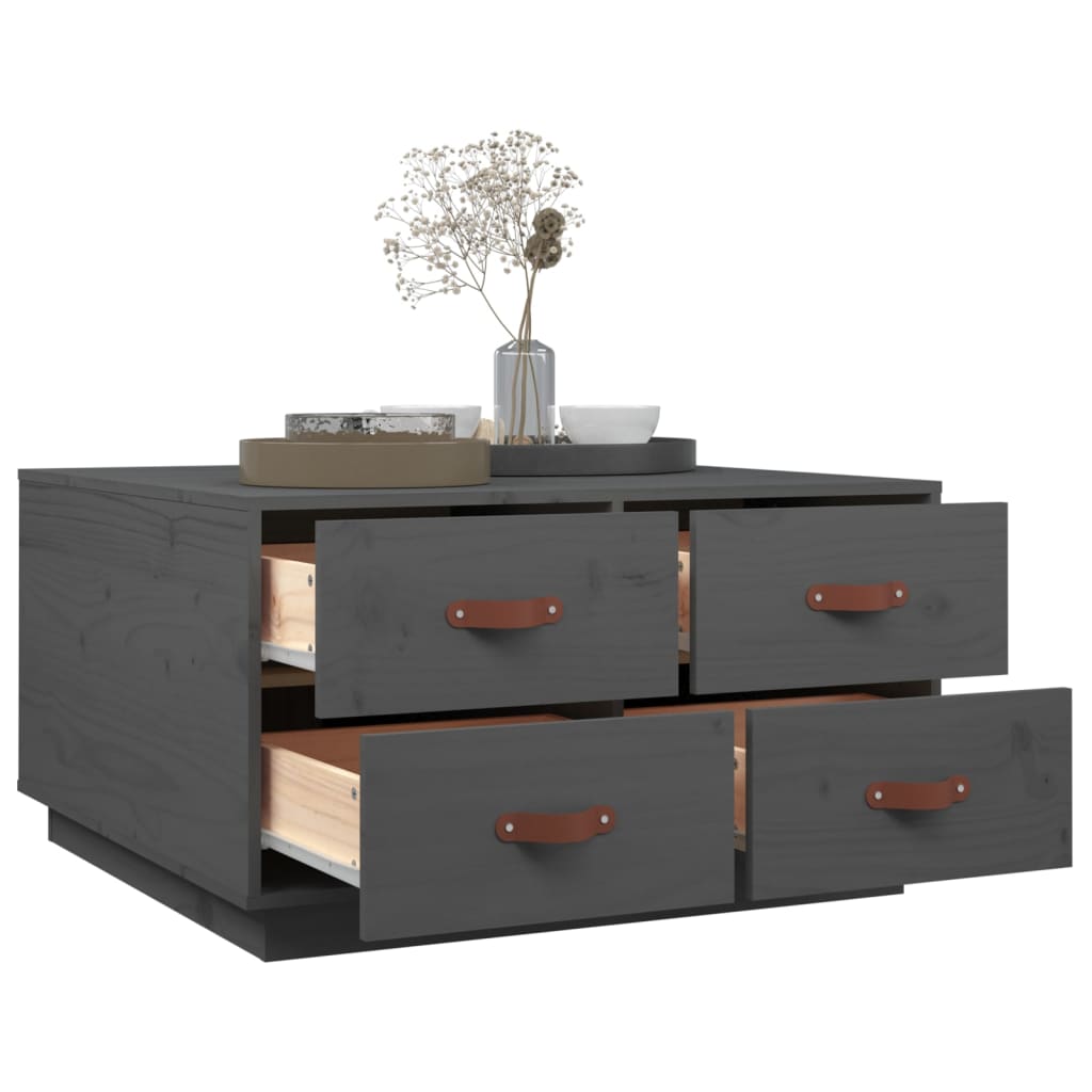 Table basse Gris 80x80x45 cm Bois massif de pin - XIOS