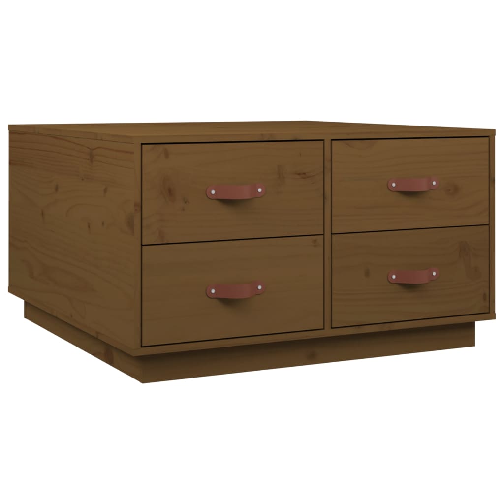 Table basse Marron miel 80x80x45 cm Bois massif de pin - XIOS