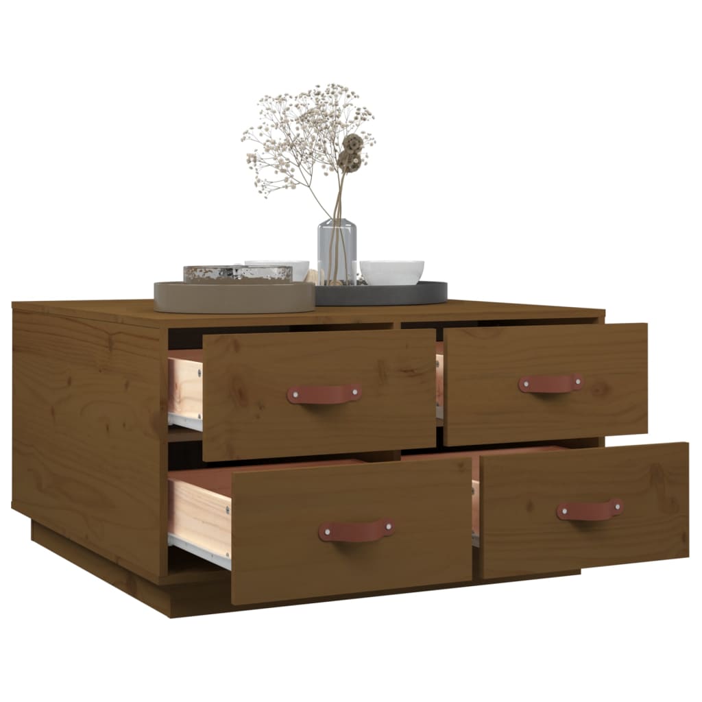 Table basse Marron miel 80x80x45 cm Bois massif de pin - XIOS