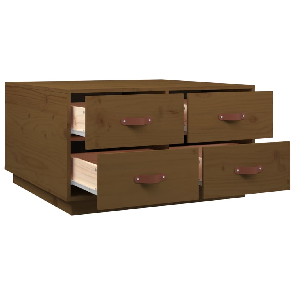 Table basse Marron miel 80x80x45 cm Bois massif de pin - XIOS