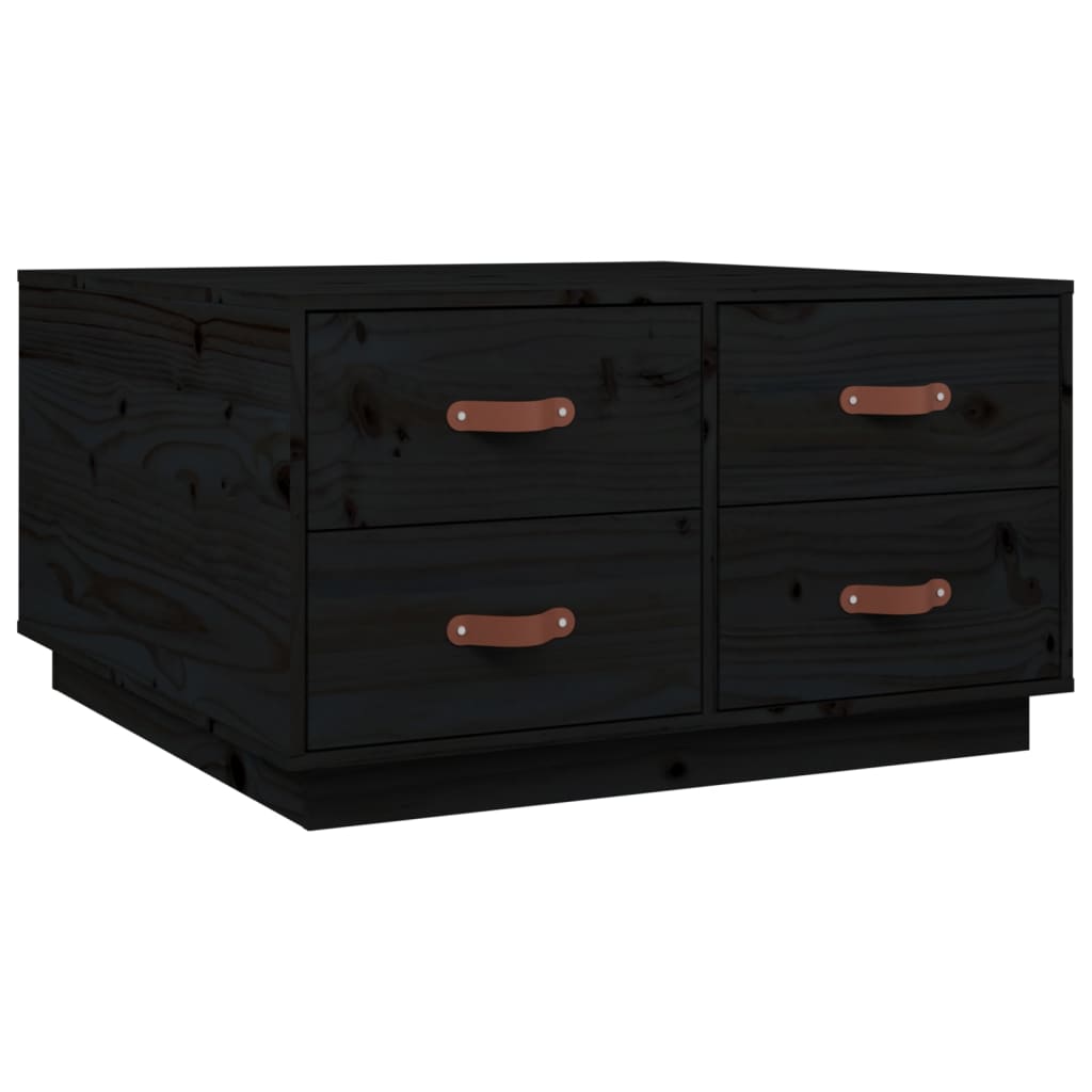 Table basse Noir 80x80x45 cm Bois massif de pin - XIOS
