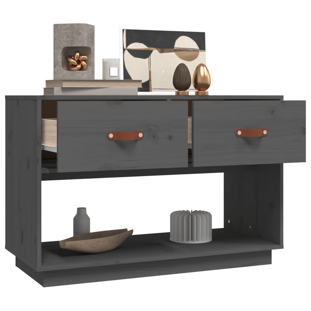 Meuble TV Gris 90x40x60 cm Bois de pin massif - XIOS