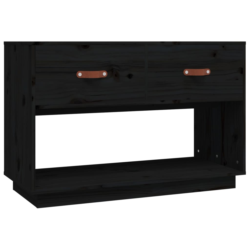Meuble TV Noir 90x40x60 cm Bois de pin massif - XIOS