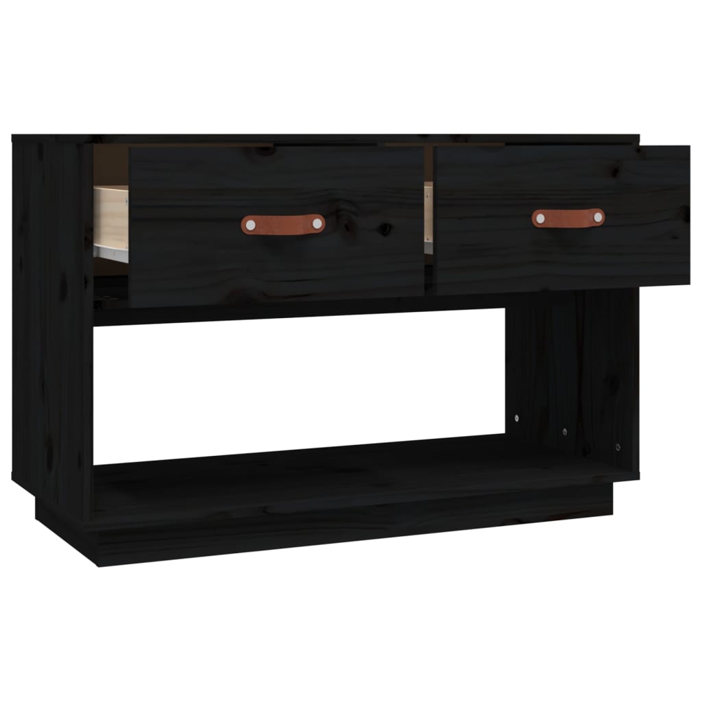 Meuble TV Noir 90x40x60 cm Bois de pin massif - XIOS