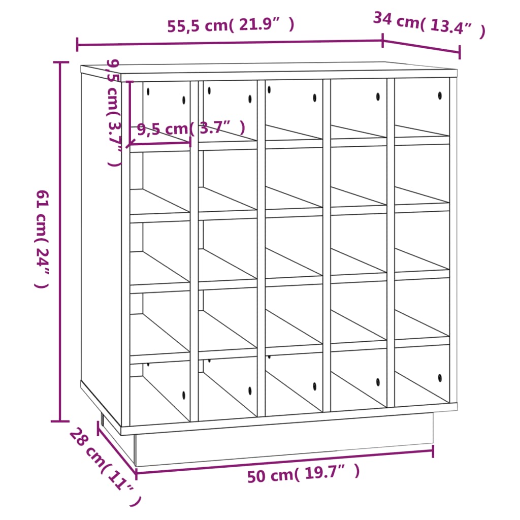 Armoire à vin Blanc 55,5x34x61 cm Bois de pin massif - XIOS