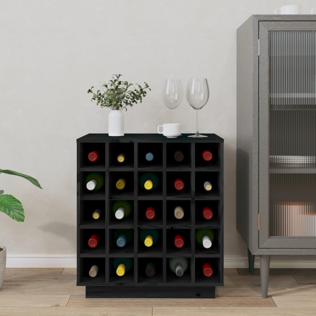 Armoire à vin Noir 55,5x34x61 cm Bois de pin massif - XIOS