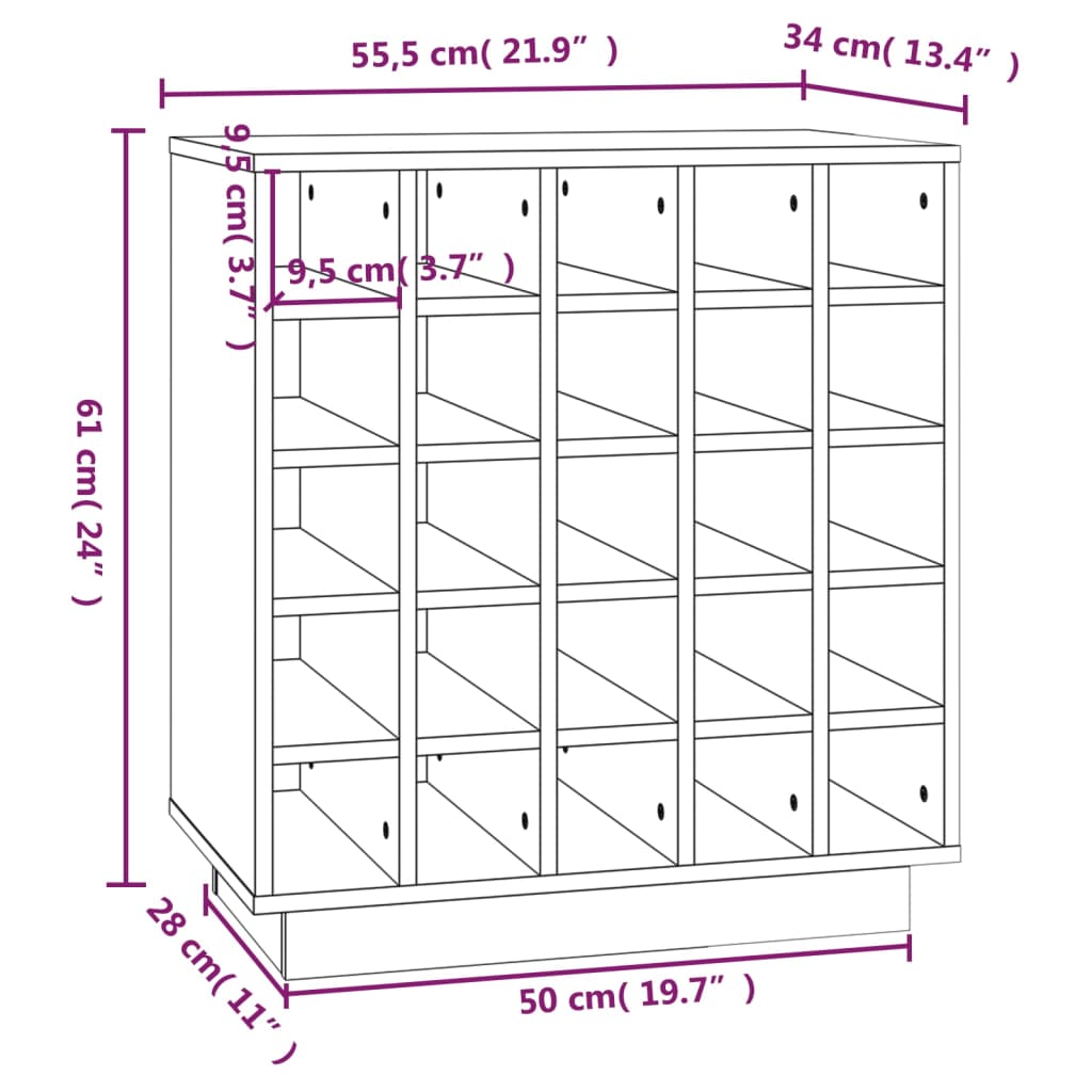 Armoire à vin Noir 55,5x34x61 cm Bois de pin massif - XIOS