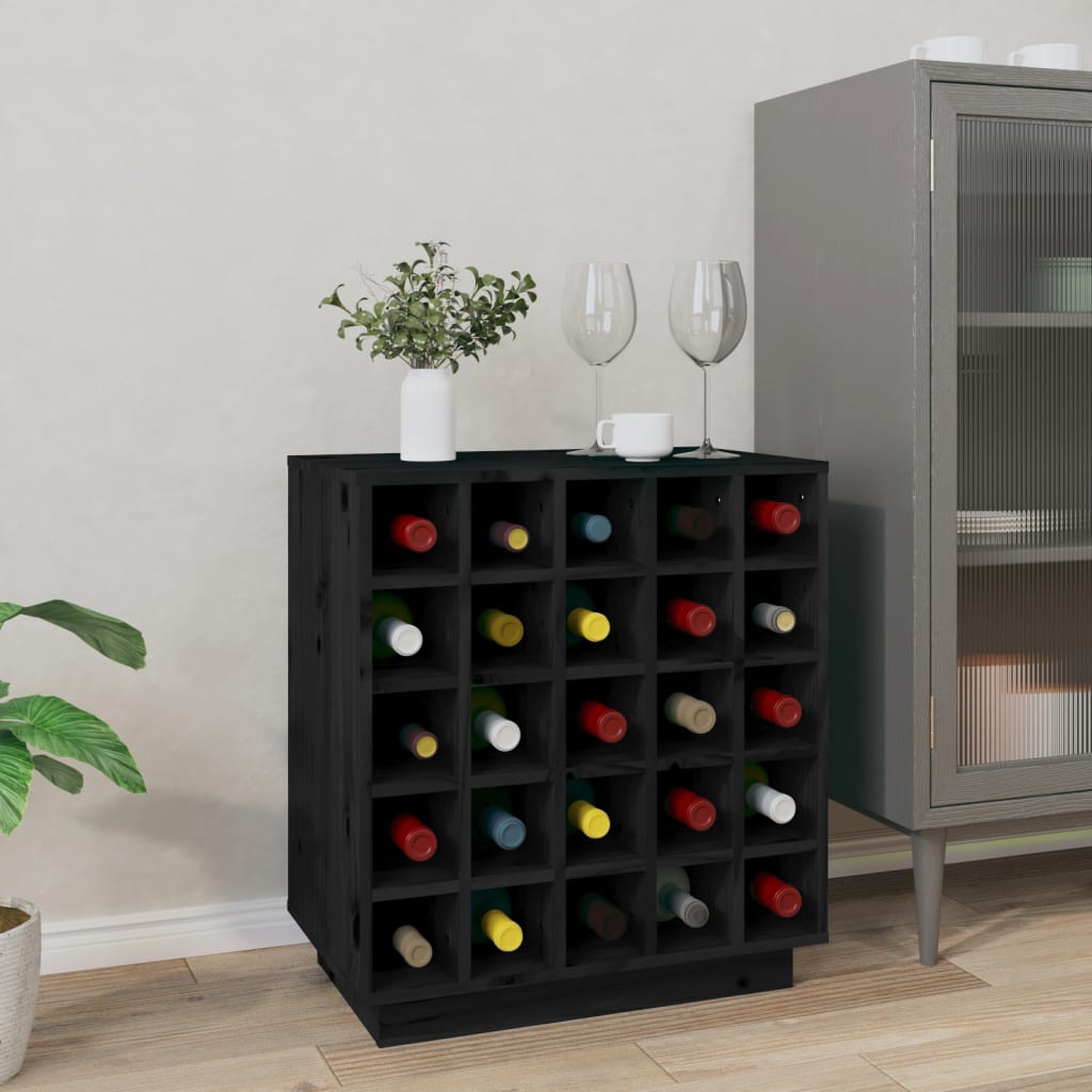 Armoire à vin Noir 55,5x34x61 cm Bois de pin massif - XIOS