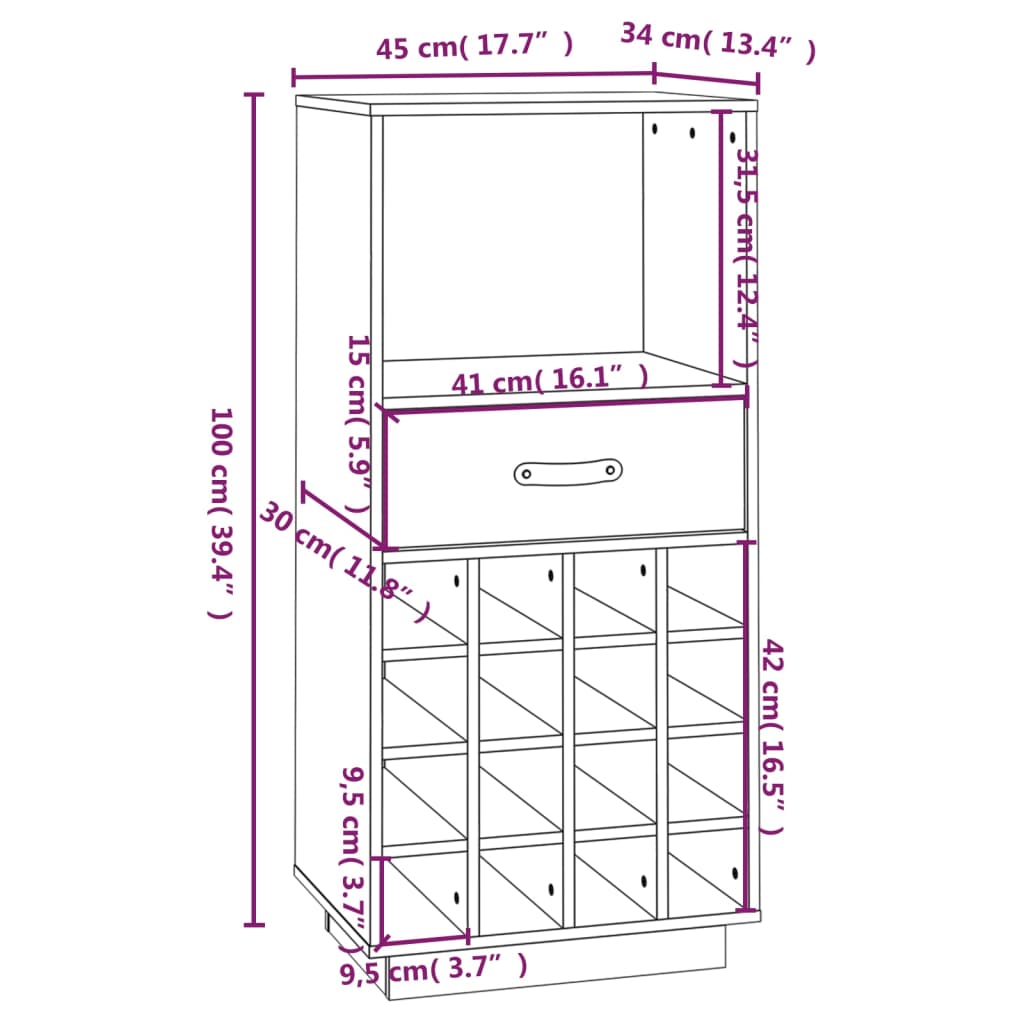 Armoire à vin 45x34x100 cm Bois de pin massif - XIOS