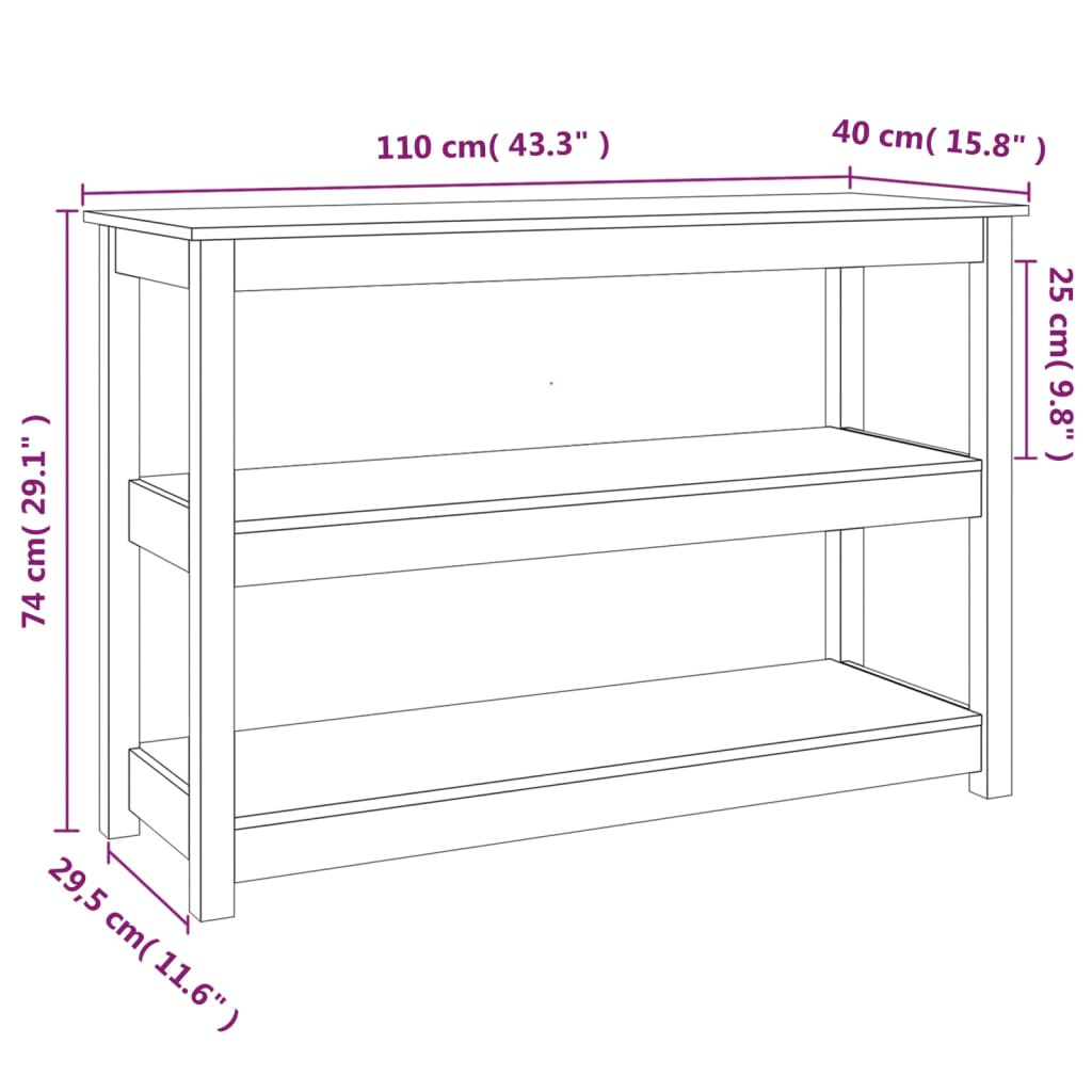 Table console Gris 110x40x74 cm Bois massif de pin - XIOS