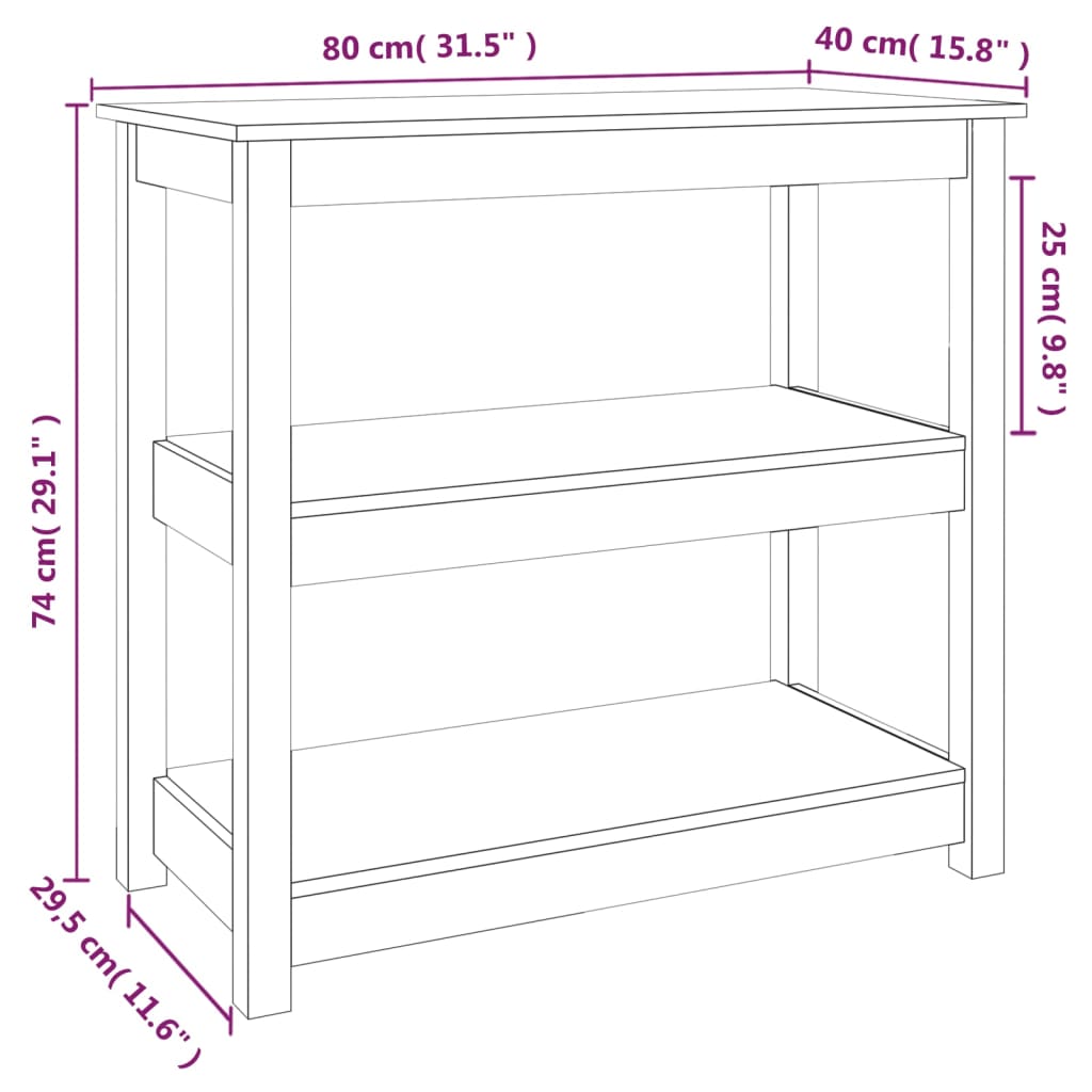 Table console 80x40x74 cm Bois massif de pin - XIOS