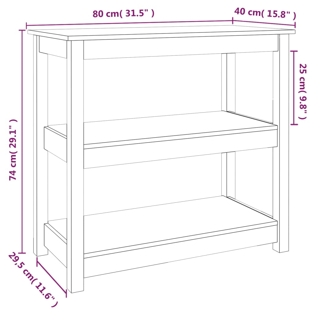 Table console Blanc 80x40x74 cm Bois massif de pin - XIOS