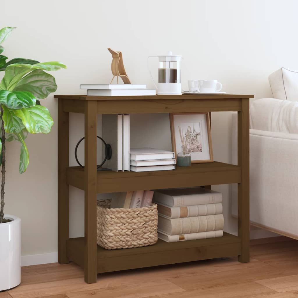 Table console Marron miel 80x40x74 cm Bois massif de pin - XIOS
