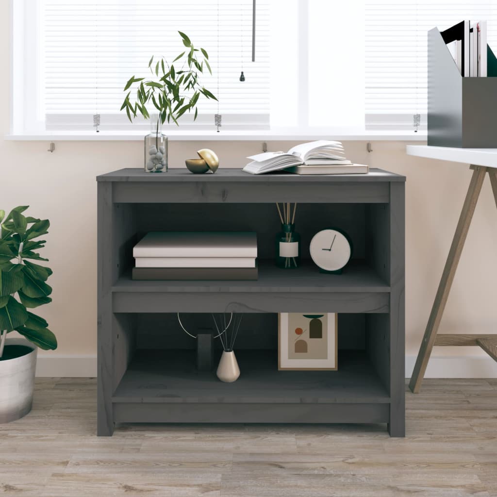 Bibliothèque Gris 80x35x68 cm Bois de pin massif - XIOS