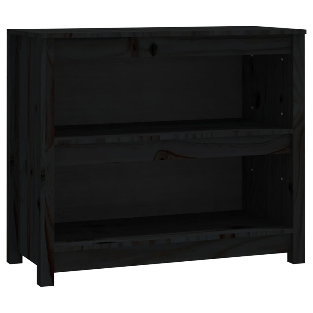 Bibliothèque Noir 80x35x68 cm Bois de pin massif - XIOS