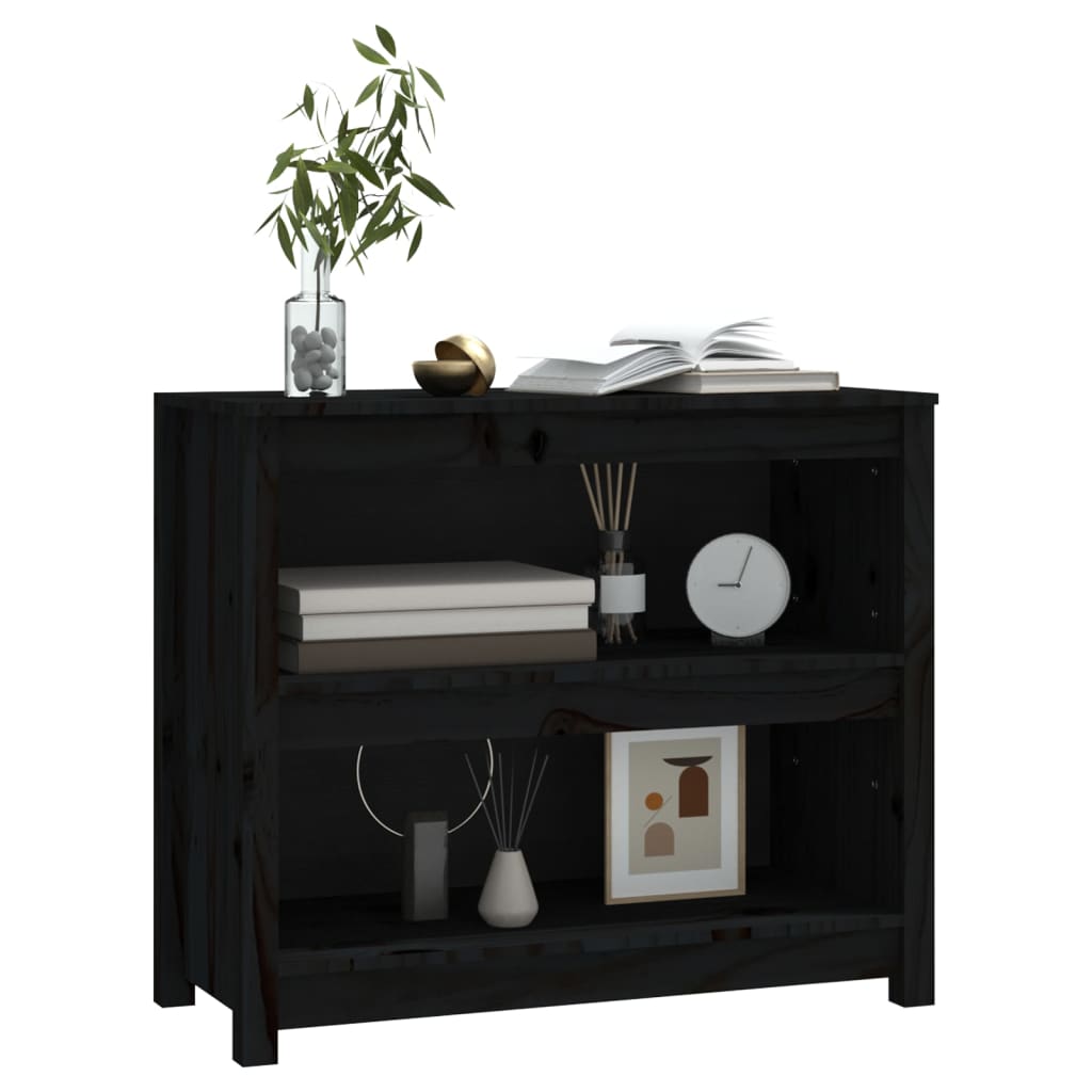 Bibliothèque Noir 80x35x68 cm Bois de pin massif - XIOS