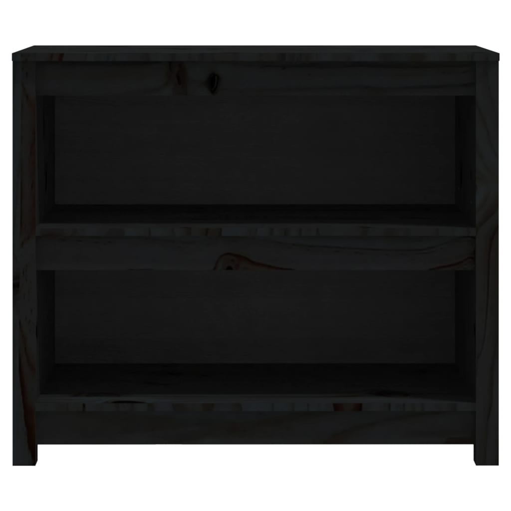 Bibliothèque Noir 80x35x68 cm Bois de pin massif - XIOS
