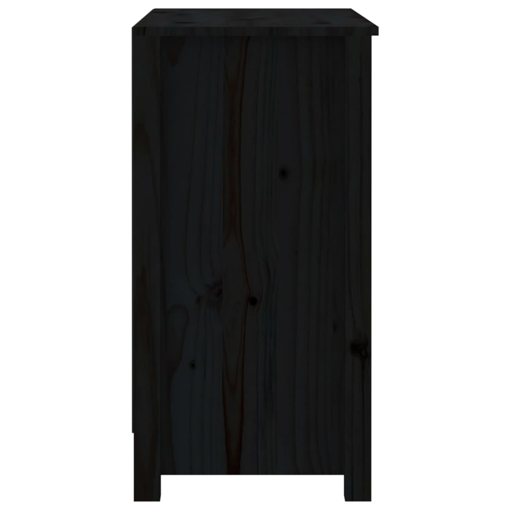 Bibliothèque Noir 80x35x68 cm Bois de pin massif - XIOS