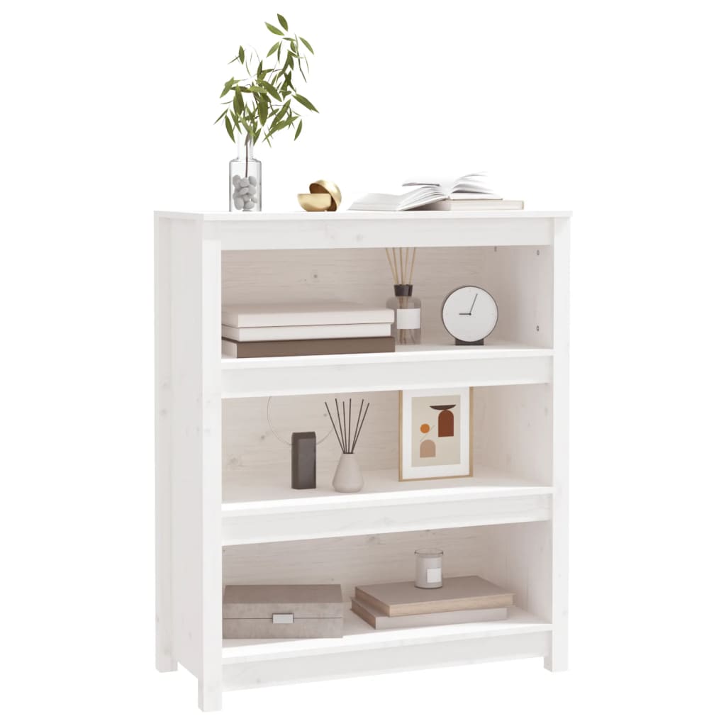 Bibliothèque Blanc 80x35x97 cm Bois de pin massif - XIOS