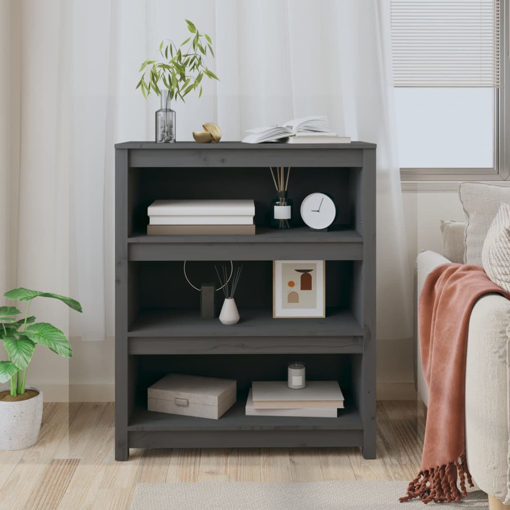 Bibliothèque Gris 80x35x97 cm Bois de pin massif - XIOS