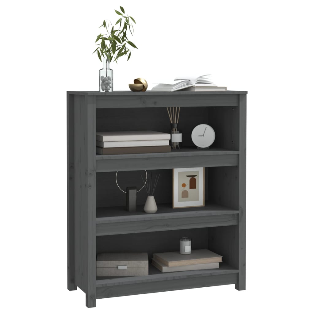 Bibliothèque Gris 80x35x97 cm Bois de pin massif - XIOS