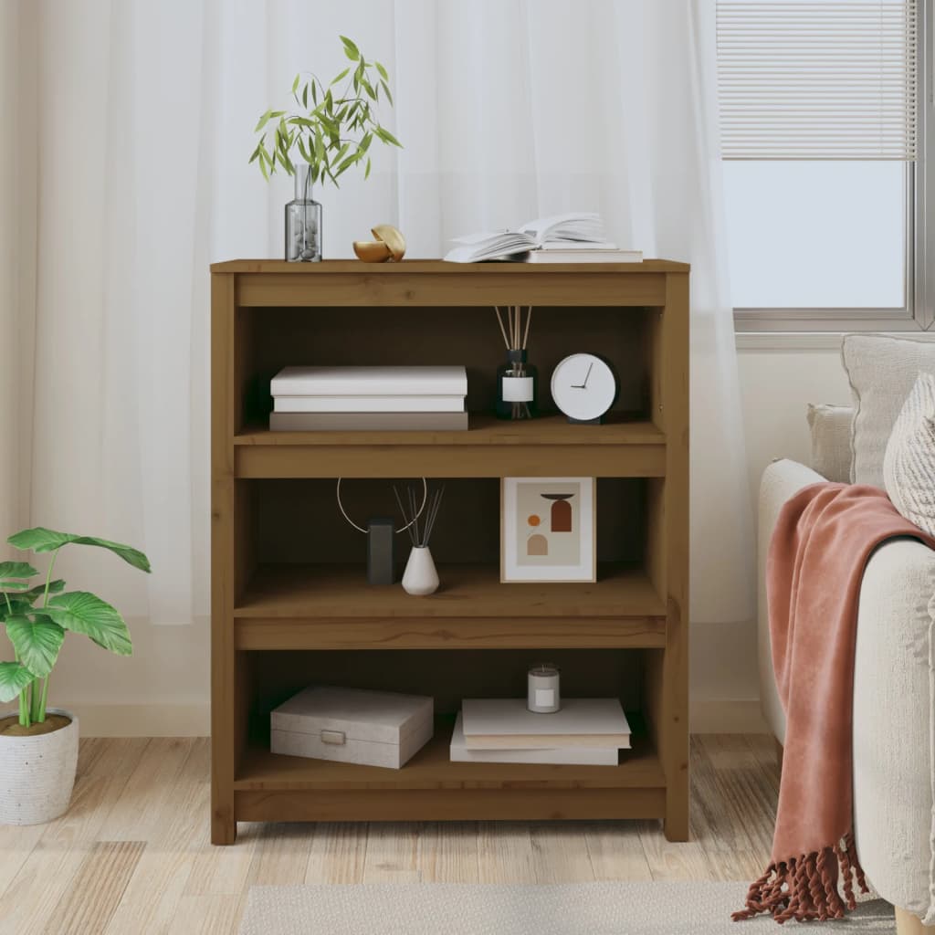 Bibliothèque Marron miel 80x35x97 cm Bois de pin massif - XIOS