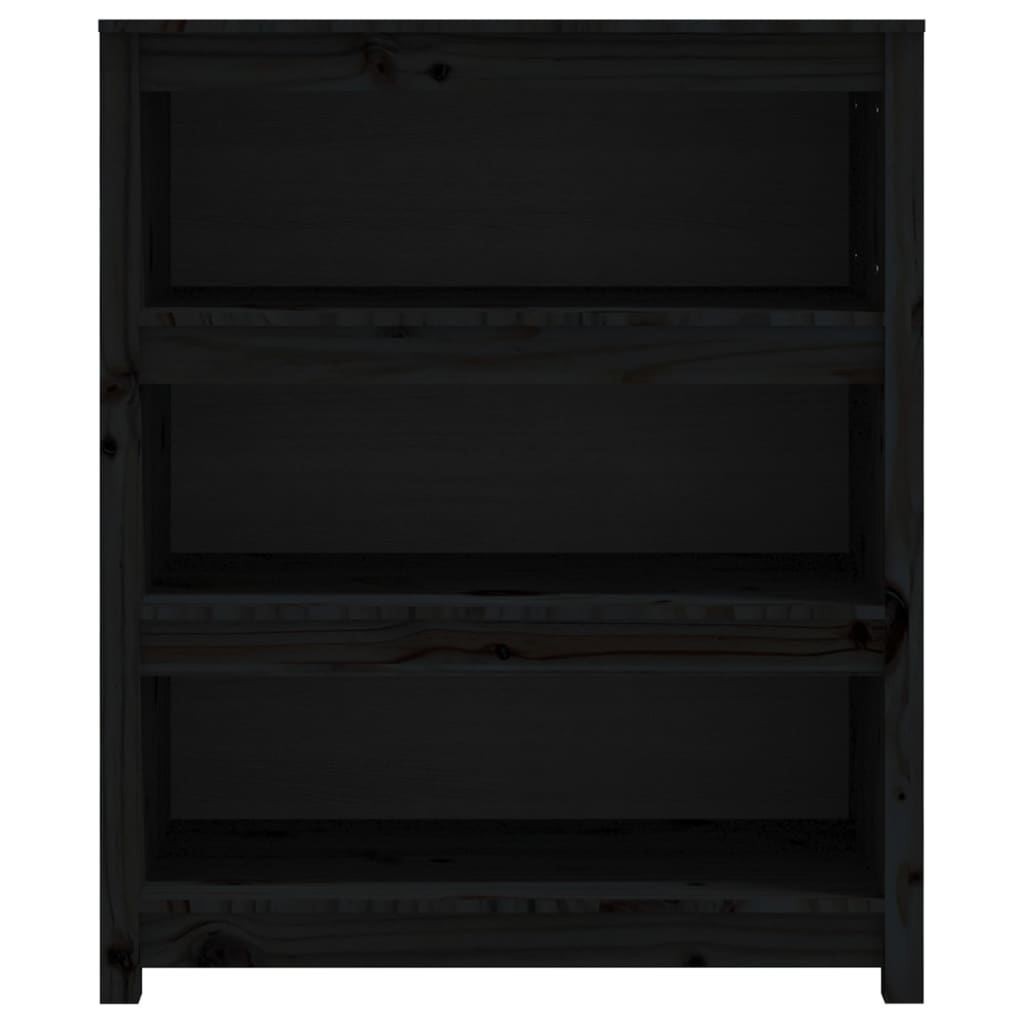 Bibliothèque Noir 80x35x97 cm Bois de pin massif - XIOS