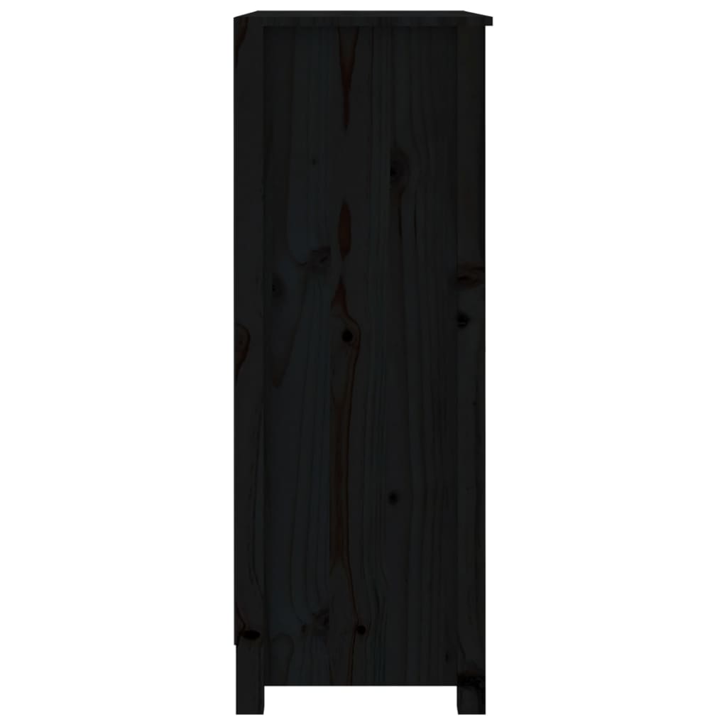 Bibliothèque Noir 80x35x97 cm Bois de pin massif - XIOS