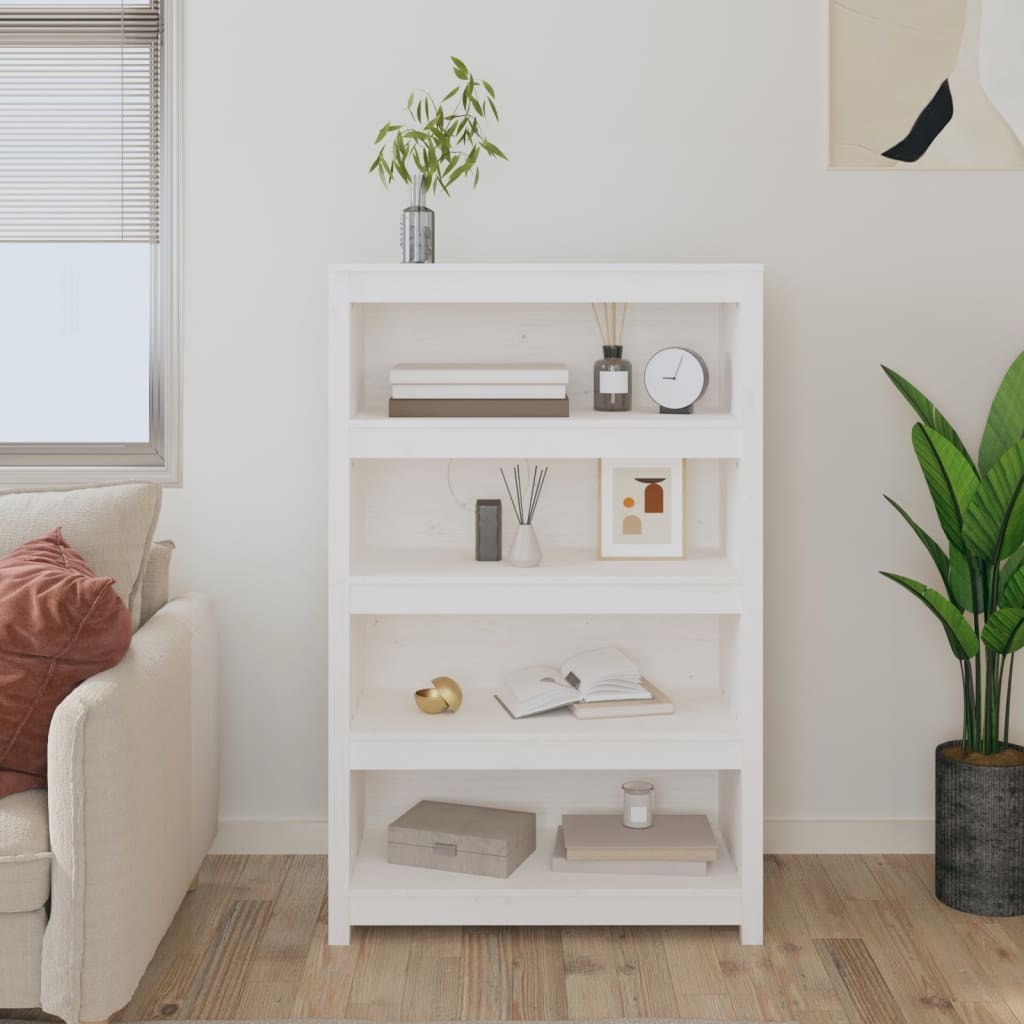 Bibliothèque Blanc 80x35x126 cm Bois de pin massif - XIOS