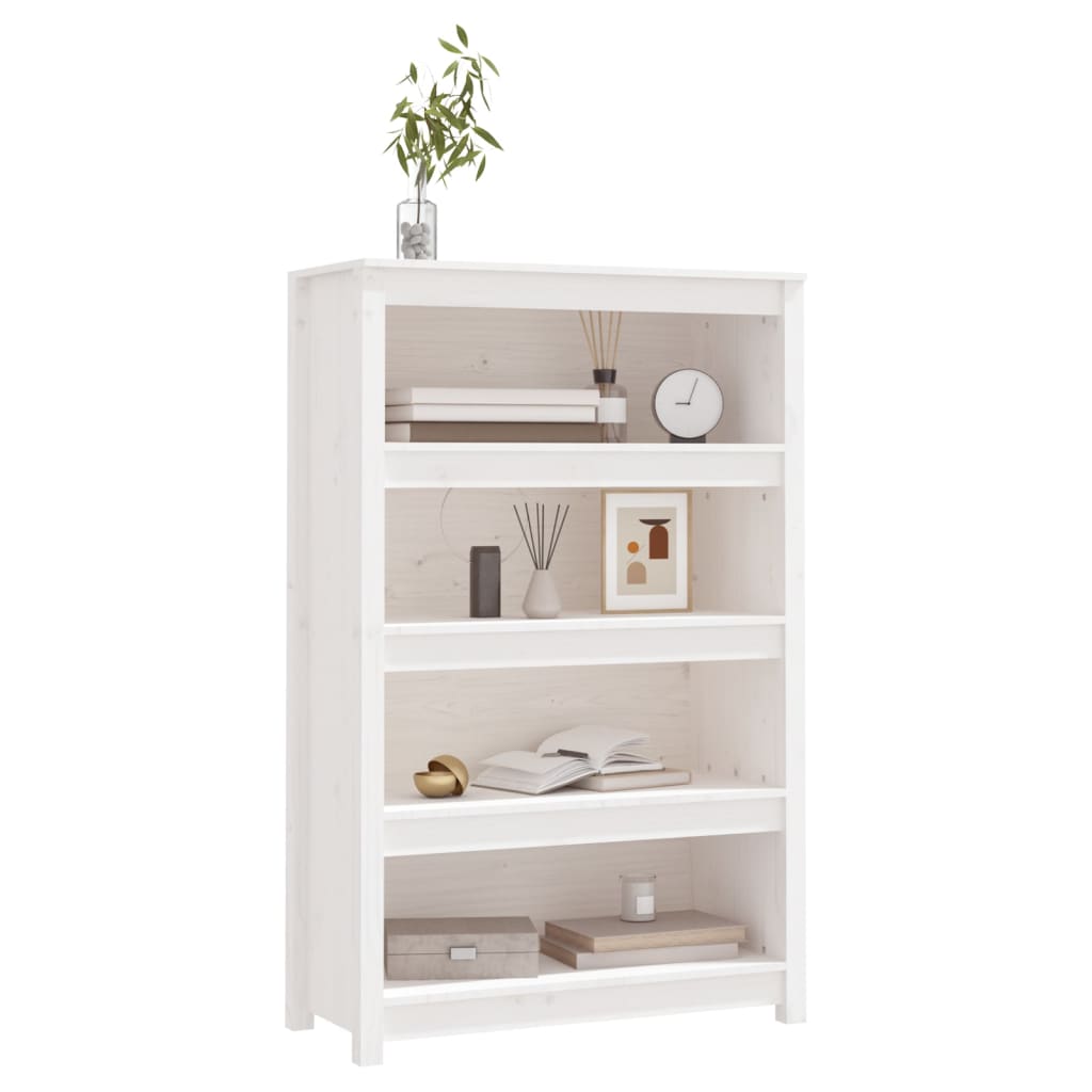 Bibliothèque Blanc 80x35x126 cm Bois de pin massif - XIOS
