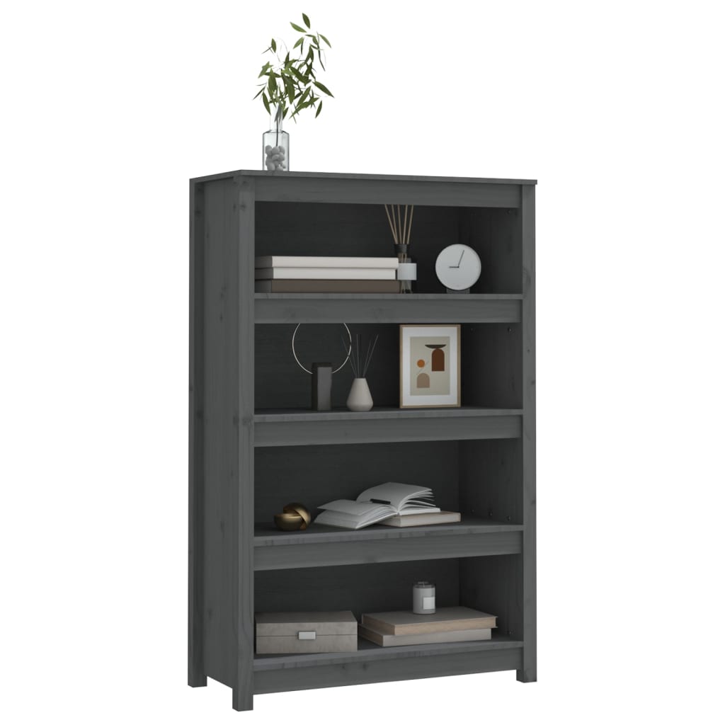Bibliothèque Gris 80x35x126 cm Bois de pin massif - XIOS