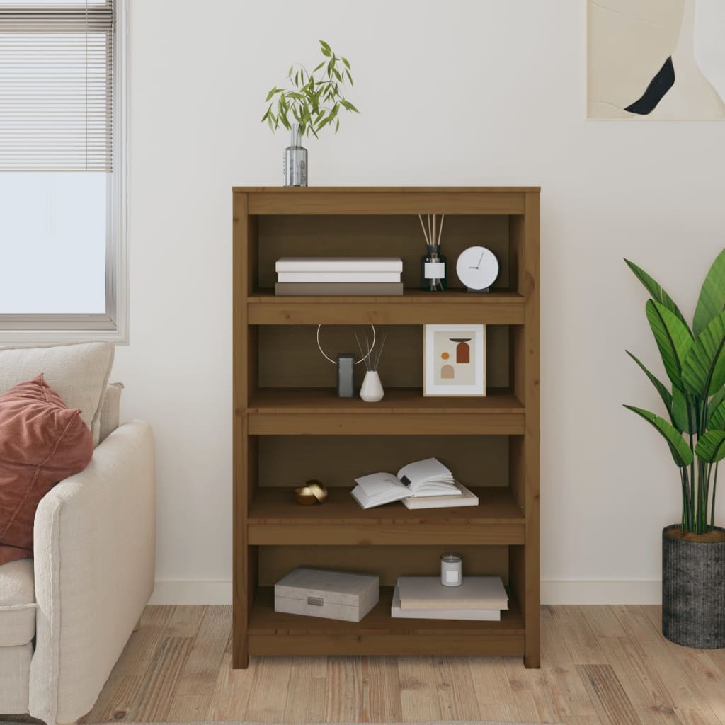 Bibliothèque Marron miel 80x35x126 cm Bois de pin massif - XIOS