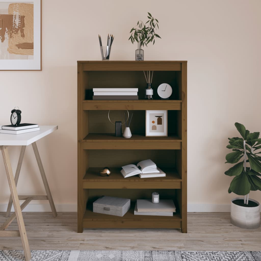 Bibliothèque Marron miel 80x35x126 cm Bois de pin massif - XIOS