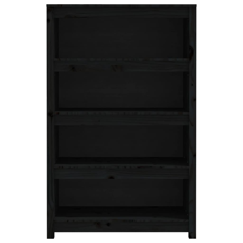 Bibliothèque Noir 80x35x126 cm Bois de pin massif - XIOS