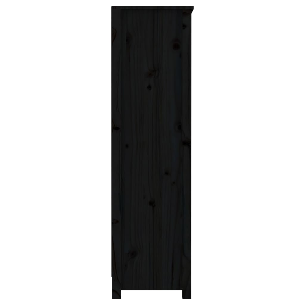 Bibliothèque Noir 80x35x126 cm Bois de pin massif - XIOS