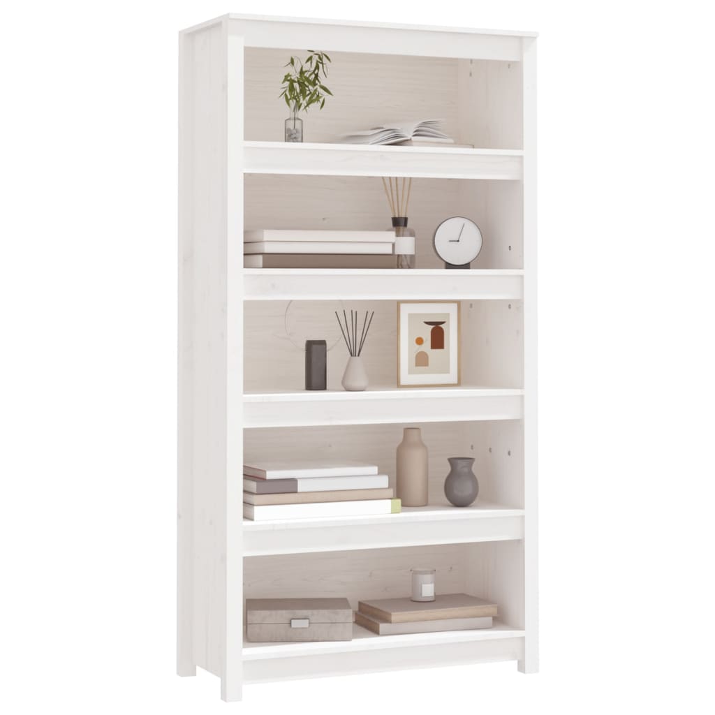 Bibliothèque Blanc 80x35x154 cm Bois de pin massif - XIOS