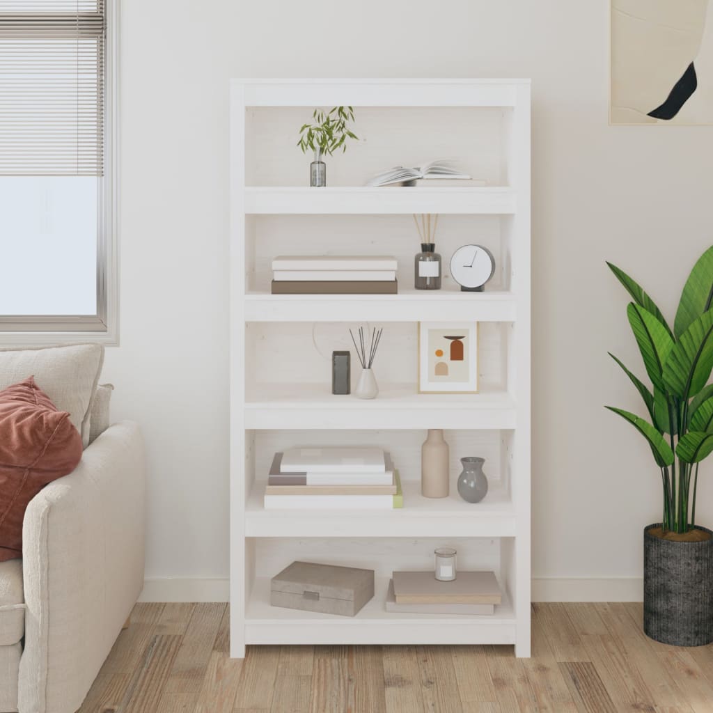 Bibliothèque Blanc 80x35x154 cm Bois de pin massif - XIOS