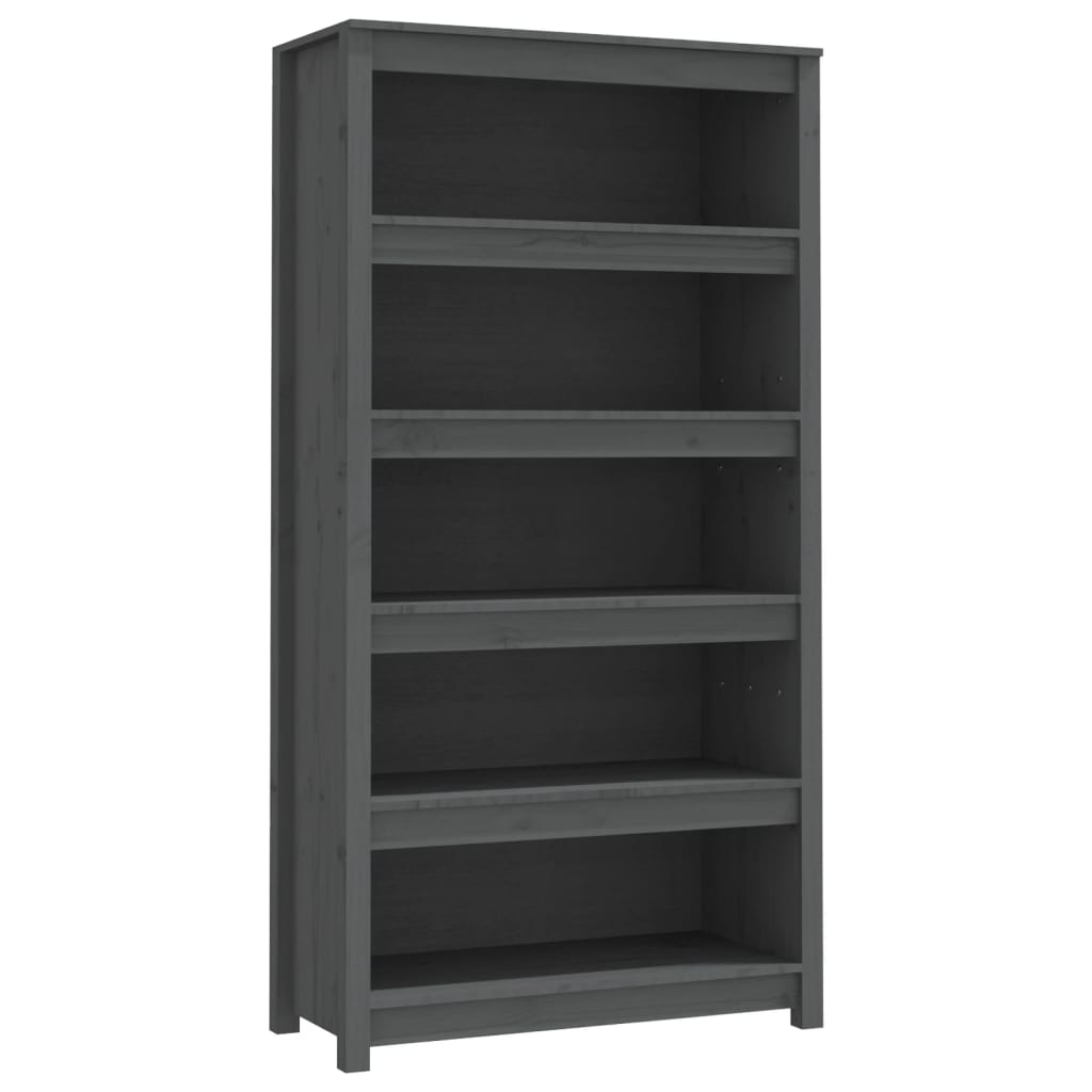 Bibliothèque Gris 80x35x154 cm Bois de pin massif - XIOS