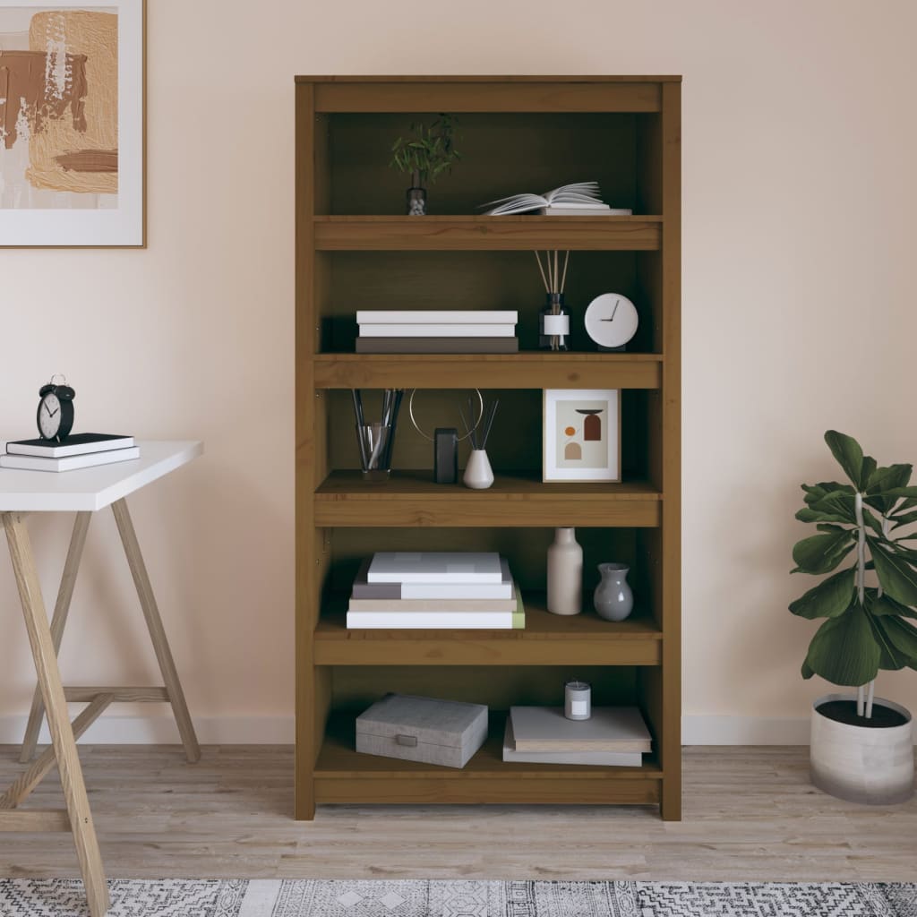 Bibliothèque Marron miel 80x35x154 cm Bois de pin massif - XIOS
