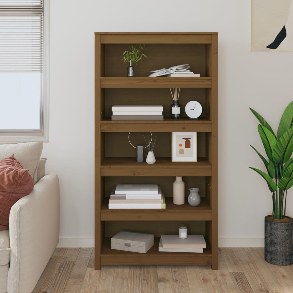 Bibliothèque Marron miel 80x35x154 cm Bois de pin massif - XIOS