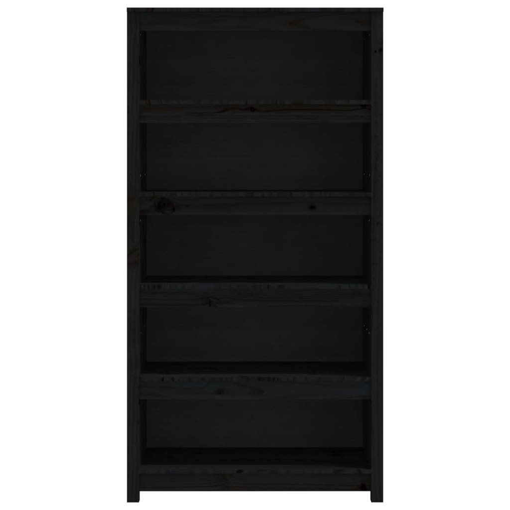 Bibliothèque Noir 80x35x154 cm Bois de pin massif - XIOS