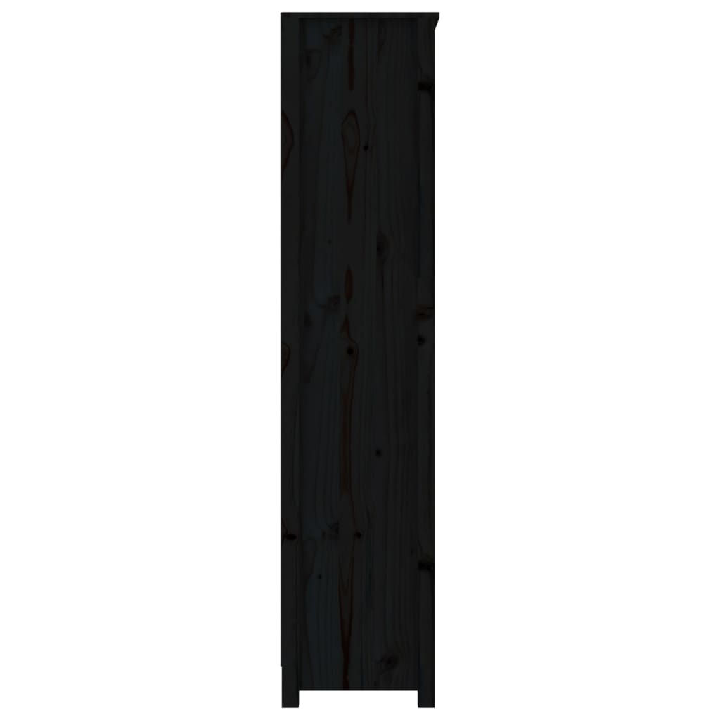 Bibliothèque Noir 80x35x154 cm Bois de pin massif - XIOS