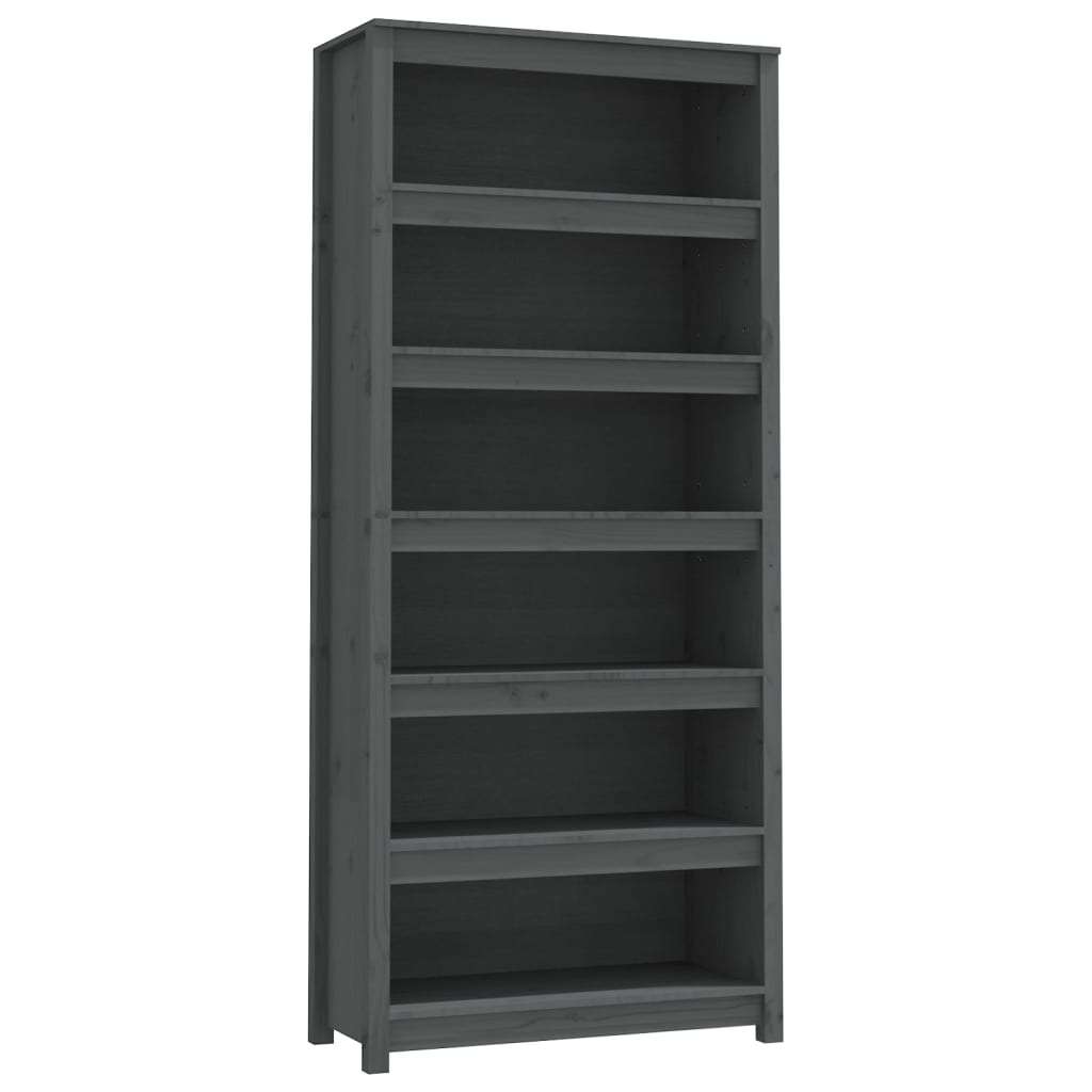 Bibliothèque Gris 80x35x183 cm Bois de pin massif - XIOS
