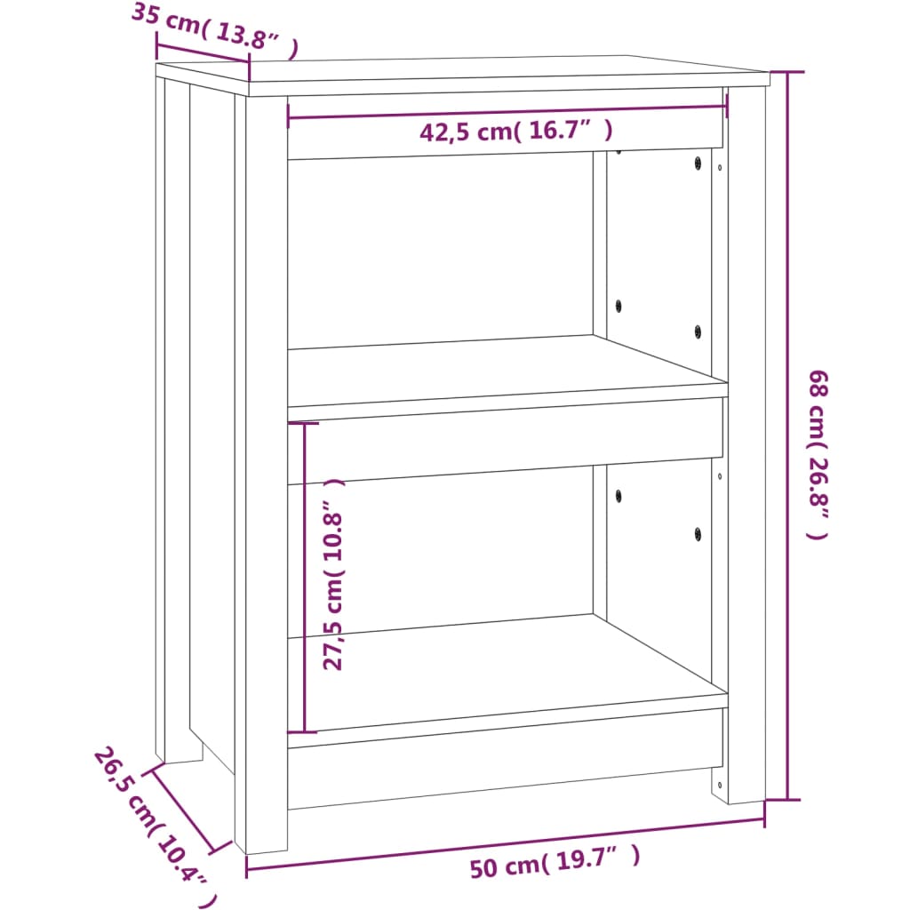 Bibliothèque Marron miel 50x35x68 cm Bois de pin massif - XIOS